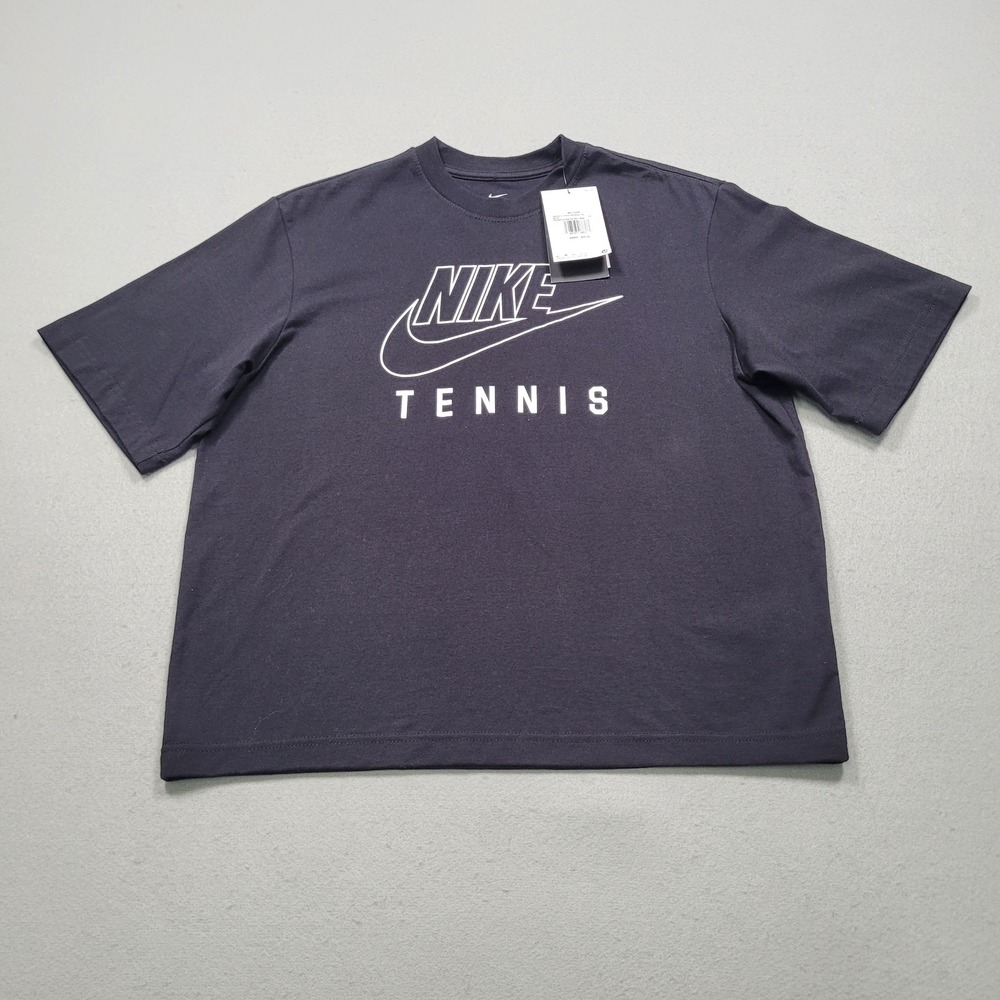 Nike Tennis Women Black Cotton Short Sleeve Boxy Tee W11122D XS